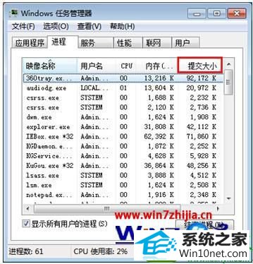 win10系统利用任务管理器查看软件所耗虚拟内存的操作方法